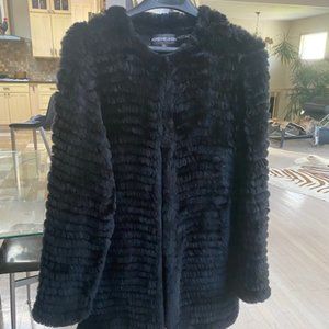 Adrienne Landau black rabbit jacket size M